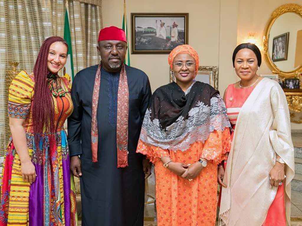 Kim Guillory Odunlami with First Lady of Nigeria and Governor Rochas Okorochas of Imo State Nigeria